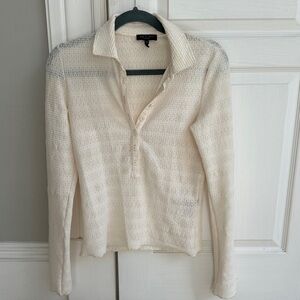 Tag & Bone Cream Button Down Knit Top